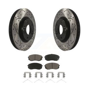 Front Coated Drilled Slotted Disc Brake Rotors And Ceramic Pads Kit For Hyundai Sonata KDC-100137