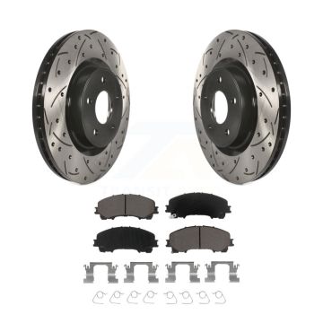 Front Coated Drilled Slotted Disc Brake Rotor & Ceramic Pad Kit For INFINITI Q50 QX50 Q60 KDC-100138