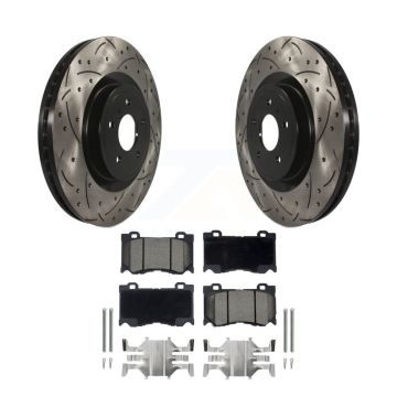 Front Drilled Slot Brake Rotor Ceramic Pad Kit For INFINITI Q50 G37 Nissan 370Z Q60 M37 Z KDC-100139