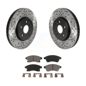 Front Coated Drill Slot Disc Brake Rotor Ceramic Pad Kit For 2013-2014 Chevrolet Sonic RS KDC-100142