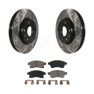 Front Coat Drill Slot Disc Brake Rotors Ceramic Pad Kit For Chevrolet Cruze Sonic Limited KDC-100144