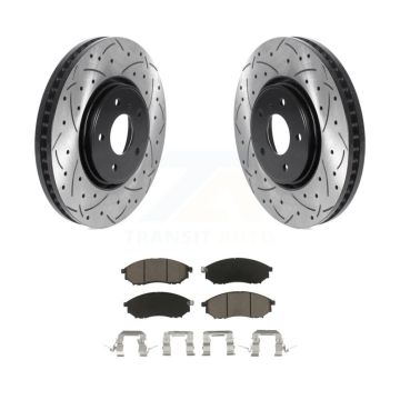 Front Coated Drilled Slotted Disc Brake Rotor Ceramic Pad Kit For INFINITI FX35 FX37 FX45 KDC-100145