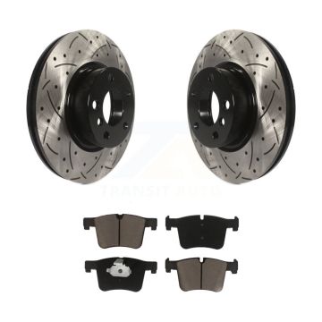 Front Coated Drilled Slotted Disc Brake Rotors And Ceramic Pads Kit For BMW X3 X4 KDC-100147