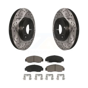 Front Coated Drill Slot Disc Brake Rotor Ceramic Pad Kit For Honda Civic Accord Acura CSX KDC-100148
