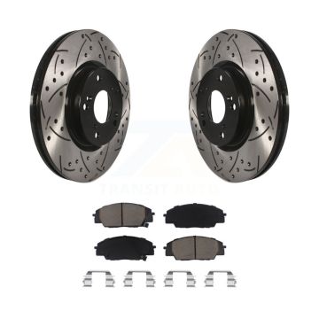 Front Coated Drilled Slot Disc Brake Rotors Ceramic Pad Kit For Honda Civic Acura CSX RSX KDC-100149