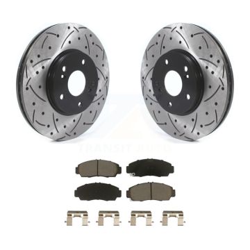 Front Coated Drill Slot Disc Brake Rotor Ceramic Pad Kit For Honda Accord Acura TSX TL CL KDC-100150