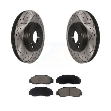 Front Coated Drill Slot Disc Brake Rotors Ceramic Pad Kit For 1998-2002 Honda Accord 3.0L KDC-100151