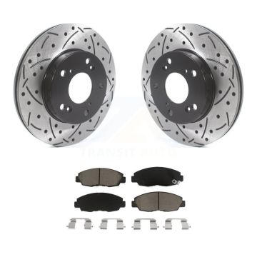 Front Coated Drilled Slotted Disc Brake Rotors And Ceramic Pads Kit For Honda Civic KDC-100152