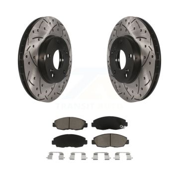 Front Coated Drilled Slotted Disc Brake Rotor And Ceramic Pad Kit For 2011 Honda Civic GX KDC-100156