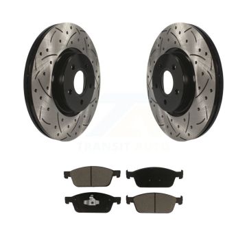 Front Drill Slot Brake Rotors Ceramic Pad Kit For Ford Escape Transit Connect Lincoln MKC KDC-100161