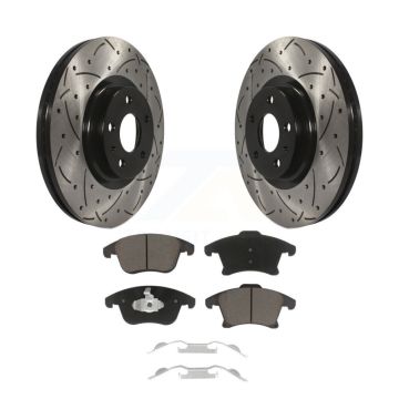 Front Coated Drilled Slotted Disc Brake Rotor Ceramic Pad Kit For Ford Fusion Lincoln MKZ KDC-100163