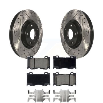 Front Drilled Slot Brake Rotors Ceramic Pad Kit For 09-13 INFINITI G37 With Brembo Brakes KDC-100170
