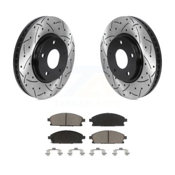 Front Coated Drilled Slotted Disc Brake Rotors Ceramic Pad Kit For 2004-2009 Nissan Quest KDC-100172