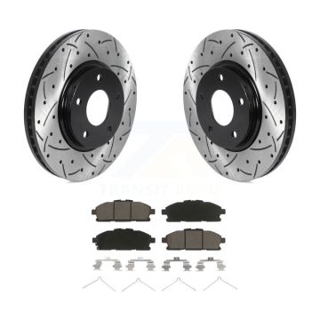 Front Coated Drilled Slotted Disc Brake Rotors Ceramic Pad Kit For 2011-2017 Nissan Quest KDC-100173