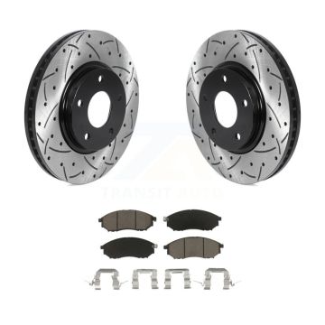 Front Coated Drilled Slotted Disc Brake Rotors And Ceramic Pads Kit For INFINITI Q45 M45 KDC-100174