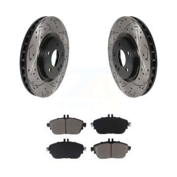 Front Drill Slot Brake Rotors Ceramic Pad Kit For Mercedes-Benz GLA250 CLA250 B250 QX30 B KDC-100175