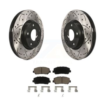 Front Coated Drilled Slotted Disc Brake Rotors & Ceramic Pad Kit For 2013-2015 Mazda CX-5 KDC-100176