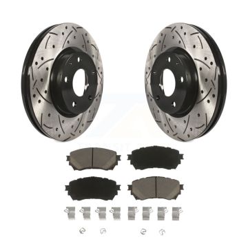 Front Coated Drilled Slotted Disc Brake Rotors And Ceramic Pads Kit For Mazda 6 KDC-100177