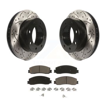 Front Drilled Slot Disc Brake Rotor & Ceramic Pad Kit For Ford F-350 Super Duty F-250 4WD KDC-100179
