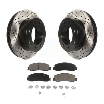 Front Drilled Slot Disc Brake Rotor & Ceramic Pad Kit For Ford F-250 Super Duty F-350 4WD KDC-100180