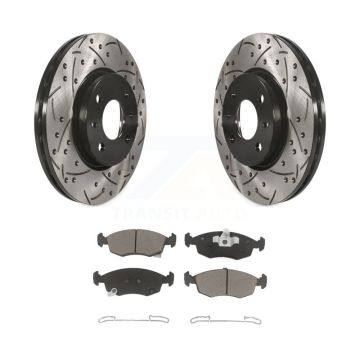 Front Coated Drilled Slotted Disc Brake Rotors And Ceramic Pads Kit For Fiat 500 KDC-100182