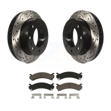 Front Drilled Slot Brake Rotor Ceramic Pad Kit For GMC Chevrolet Sierra 2500 HD Silverado KDC-100183