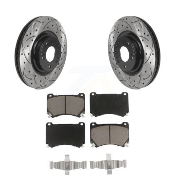 Front Coated Drilled Slotted Disc Brake Rotors And Ceramic Pads Kit For Hyundai Genesis KDC-100186