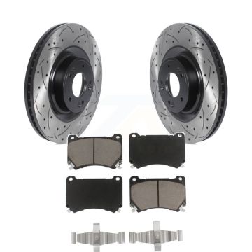 Front Coated Drilled Slotted Disc Brake Rotor & Ceramic Pad Kit For Hyundai Genesis Equus KDC-100187
