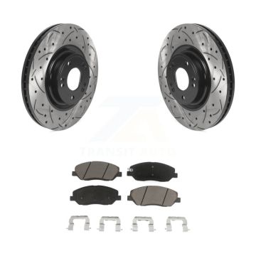 Front Coated Drilled Slot Disc Brake Rotors Ceramic Pad Kit For 2012 Hyundai Genesis 3.8L KDC-100188