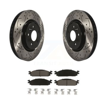 Front Coated Drilled Slotted Disc Brake Rotor & Ceramic Pad Kit For 2009-2010 Lincoln MKS KDC-100197
