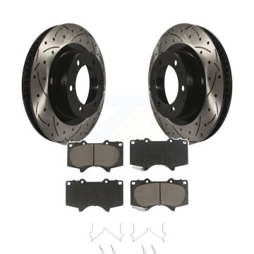 Front Drilled Slot Brake Rotor & Ceramic Pad Kit For 2010-2023 Toyota 4Runner Lexus GX460 KDC-100198