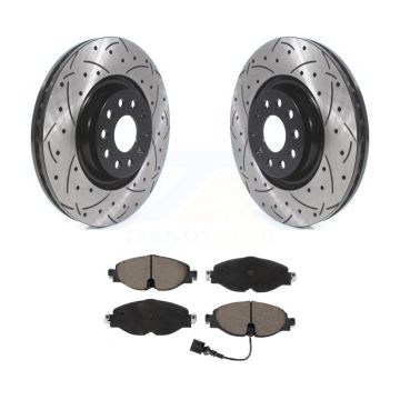 Front Coat Drill Slot Disc Brake Rotors Ceramic Pad Kit For Volkswagen Golf Jetta Audi A3 KDC-100199