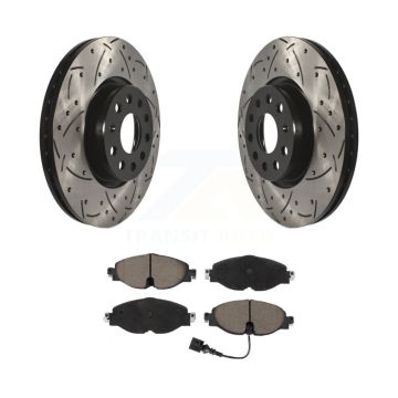Front Drilled Slot Brake Rotor Ceramic Pad Kit For Volkswagen Golf Taos Audi GTI Jetta A3 KDC-100200