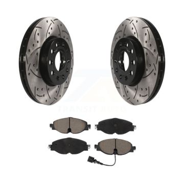Front Drill Slot Brake Rotor Ceramic Pad Kit For Volkswagen Golf Jetta SportWagen Taos A3 KDC-100202