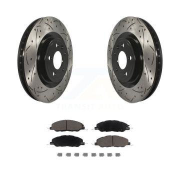 Front Coated Drilled Slotted Disc Brake Rotors And Ceramic Pads Kit For Ford Mustang KDC-100205