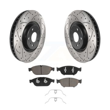 Front Coated Drilled Slotted Disc Brake Rotors And Ceramic Pad Kit For Audi A6 Quattro A7 KDC-100207