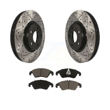 Front Drilled Slot Brake Rotor Ceramic Pad Kit For Audi A4 Quattro Q5 A5 allroad A7 S5 A6 KDC-100209