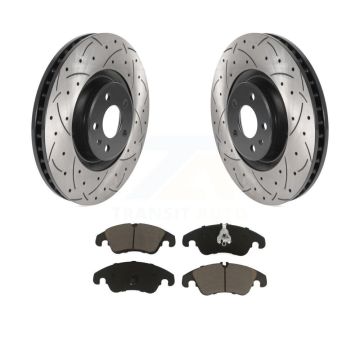 Front Drill Slot Brake Rotors Ceramic Pad Kit For Audi A6 With 356mm Diameter Rotor KDC-100210