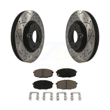 Front Coated Drilled Slotted Disc Brake Rotor & Ceramic Pad Kit For Kia Forte Koup Forte5 KDC-100213