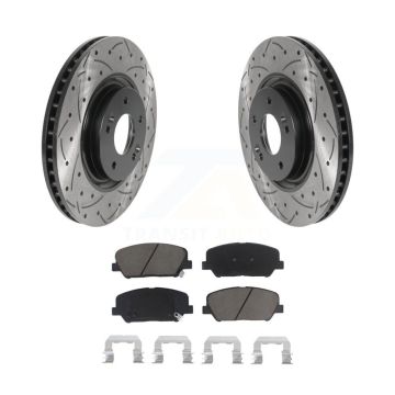 Front Coated Drilled Slot Disc Brake Rotors Ceramic Pad Kit For 2011-2015 Kia Optima 2.0L KDC-100214