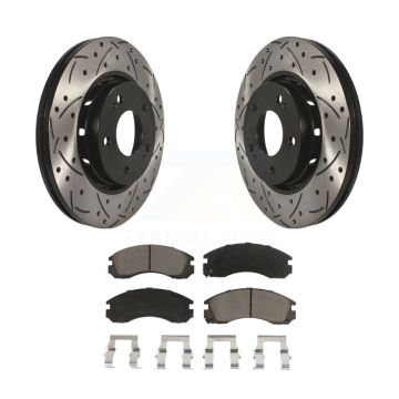 Front Coated Drilled Slotted Disc Brake Rotors And Ceramic Pads Kit For Mitsubishi Lancer KDC-100217