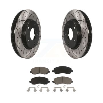 Front Drilled Slot Disc Brake Rotor & Ceramic Pad Kit For Mitsubishi Lancer Dodge Caliber KDC-100218