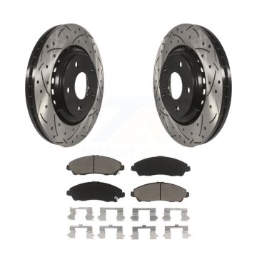 Front Drilled Slot Disc Brake Rotor & Ceramic Pad Kit For Honda Pilot Ridgeline Acura MDX KDC-100220