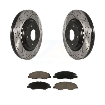 Front Coated Drilled Slotted Disc Brake Rotor Ceramic Pad Kit For 2018-2023 Honda Odyssey KDC-100221