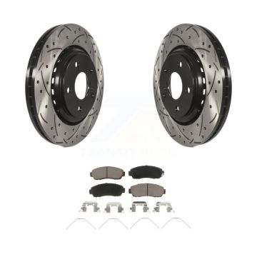 Front Coated Drilled Slotted Disc Brake Rotors Ceramic Pad Kit For Honda Odyssey Passport KDC-100222