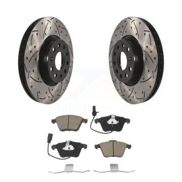 Front Coated Drilled Slotted Disc Brake Rotors And Ceramic Pads Kit For Volkswagen CC KDC-100224