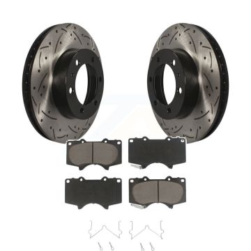 Front Drilled Slot Disc Brake Rotors Ceramic Pad Kit For Toyota Tacoma 4Runner FJ Cruiser KDC-100226