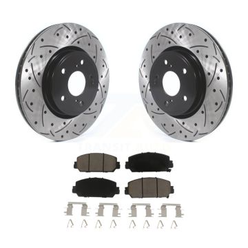 Front Coated Drilled Slotted Disc Brake Rotors And Ceramic Pads Kit For Honda CR-V HR-V KDC-100229