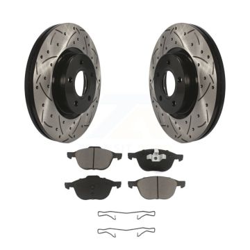 Front Drill Slot Brake Rotors Ceramic Pad Kit For Ford Escape Volvo C-Max S40 C30 V50 C70 KDC-100230