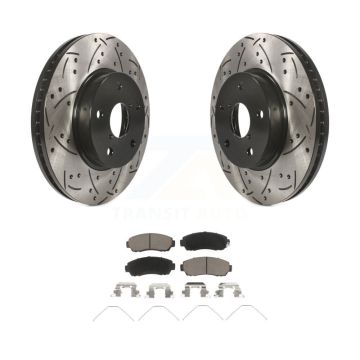 Front Coated Drill Slot Disc Brake Rotor Ceramic Pad Kit For 2016-2019 Subaru Legacy 2.5L KDC-100232